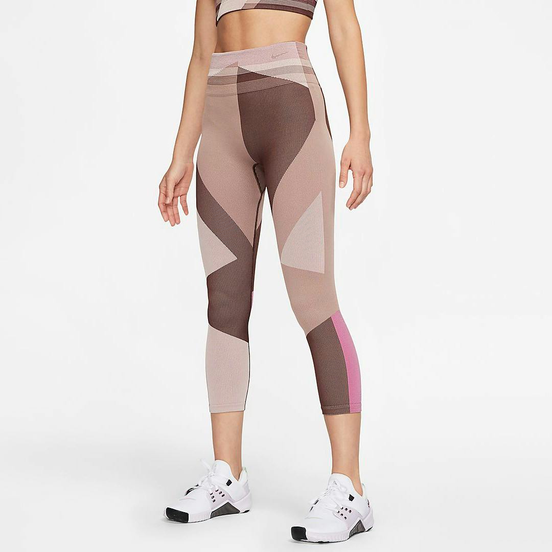 Womens Nike Sculpt Icon Clash Seamless 7/8 Training Tights Pink Multi  Medium M 